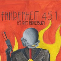 Fahrenheit 451, book cover done in water color and colored pencil
