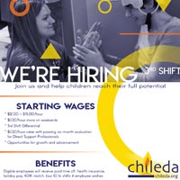 Chileda, hiring poster, done in Adobe Indesign