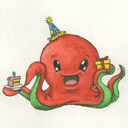 A cute little octopus ready for a birthday